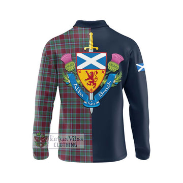 Spence (Spens) Tartan Long Sleeve Polo Shirt Alba with Scottish Lion Royal Arm Half Style - Tartan Vibes Clothing