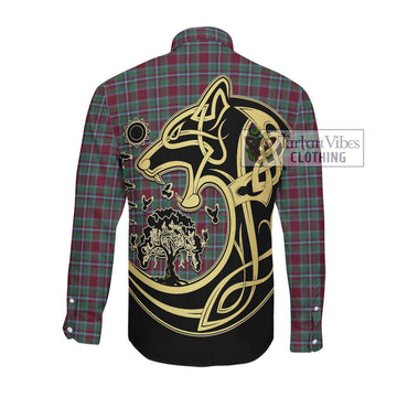 Spence Tartan Long Sleeve Button Shirt with Family Crest Celtic Wolf Style Men's Shirt - Tartan Vibes Clothing