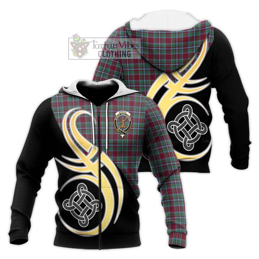 Spence Tartan Knitted Hoodie with Family Crest and Celtic Symbol Style Unisex Knitted Zip Hoodie - Tartan Vibes Clothing