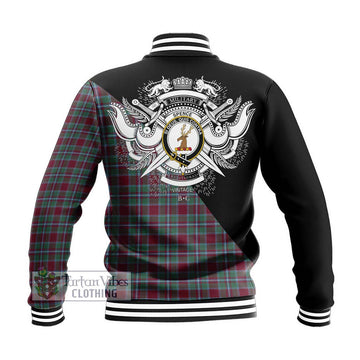 Spence Tartan Baseball Jacket with Family Crest and Military Logo Style - Tartan Vibes Clothing