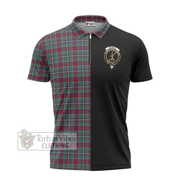 Spence Tartan Zipper Polo Shirt with Family Crest and Half Of Me Style - Tartan Vibes Clothing