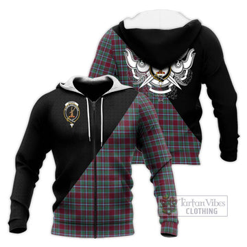 Spence Tartan Knitted Hoodie with Family Crest and Military Logo Style Unisex Knitted Zip Hoodie - Tartan Vibes Clothing