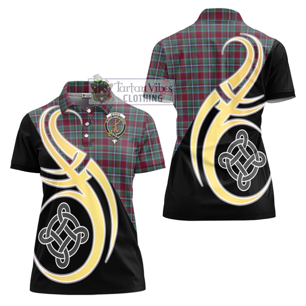 Spence Tartan Women's Polo Shirt with Family Crest and Celtic Symbol Style - Tartan Vibes Clothing