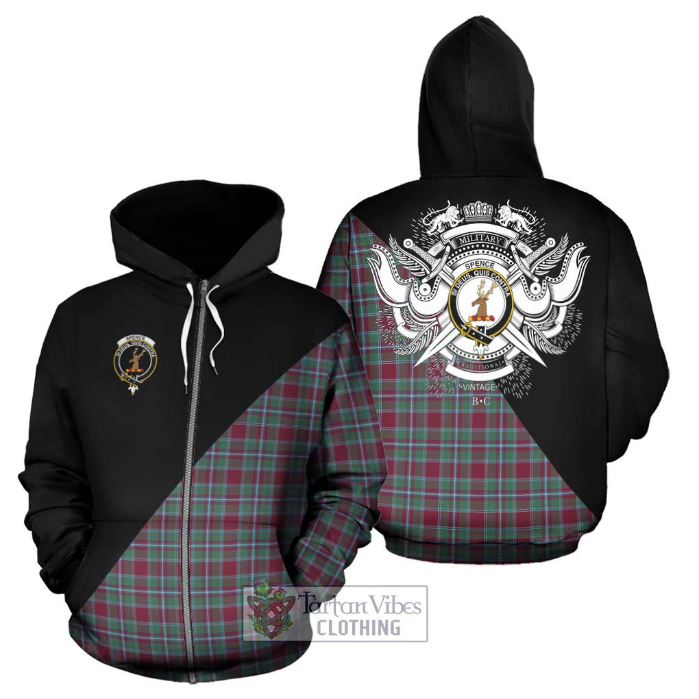 Spence Tartan Hoodie with Family Crest and Military Logo Style - Tartan Vibes Clothing