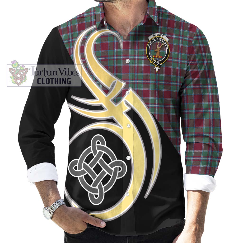 Spence Tartan Long Sleeve Button Shirt with Family Crest and Celtic Symbol Style - Tartan Vibes Clothing