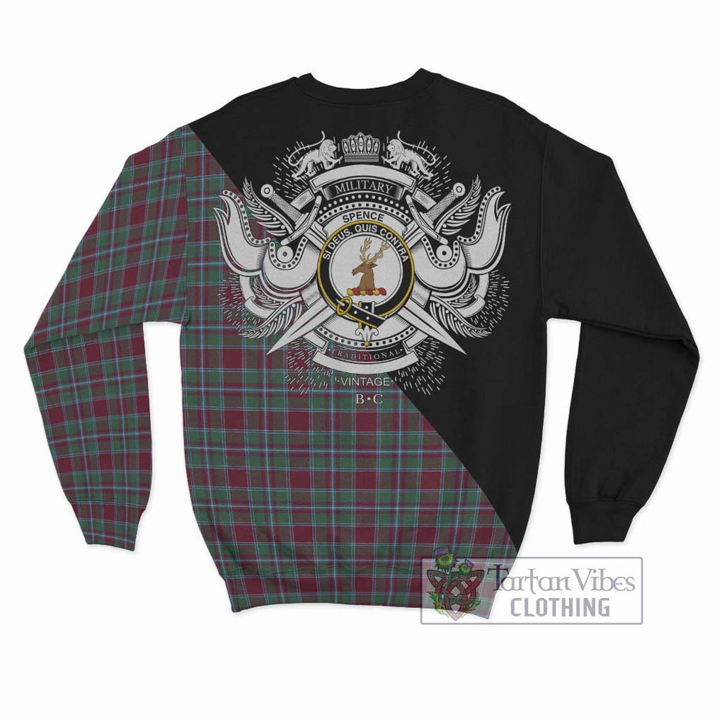 Spence Tartan Sweatshirt with Family Crest and Military Logo Style - Tartan Vibes Clothing