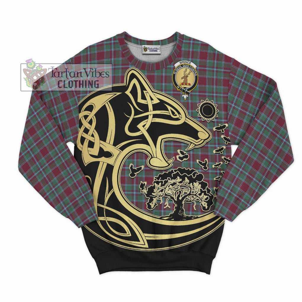 Spence Tartan Sweatshirt with Family Crest Celtic Wolf Style - Tartan Vibes Clothing