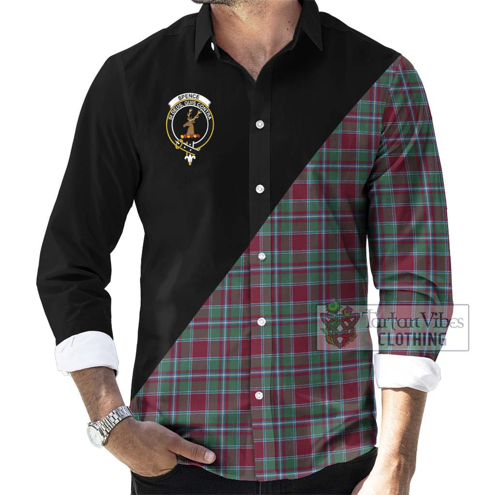Spence Tartan Long Sleeve Button Shirt with Family Crest and Military Logo Style - Tartanvibesclothing Shop