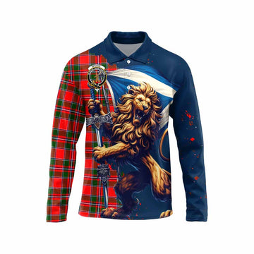 Spence (Spens) Tartan Family Crest Long Sleeve Polo Shirt with Scottish Majestic Lion Unisex - Tartan Vibes Clothing