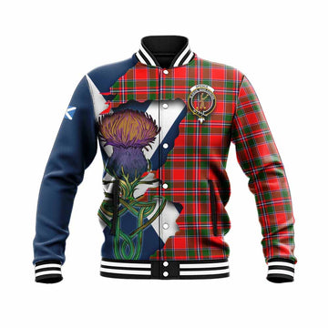 Tartan Vibes Clothing Spence (Spens) Tartan Family Crest Baseball Jacket Scottish Thistle Celtic Inspired