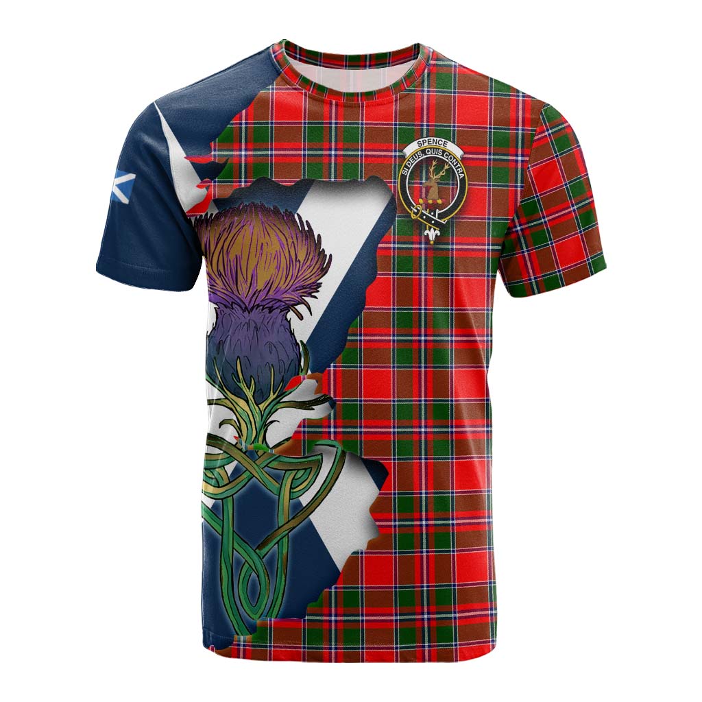 Tartan Vibes Clothing Spence (Spens) Tartan Family Crest Cotton T-shirt Scottish Thistle Celtic Inspired