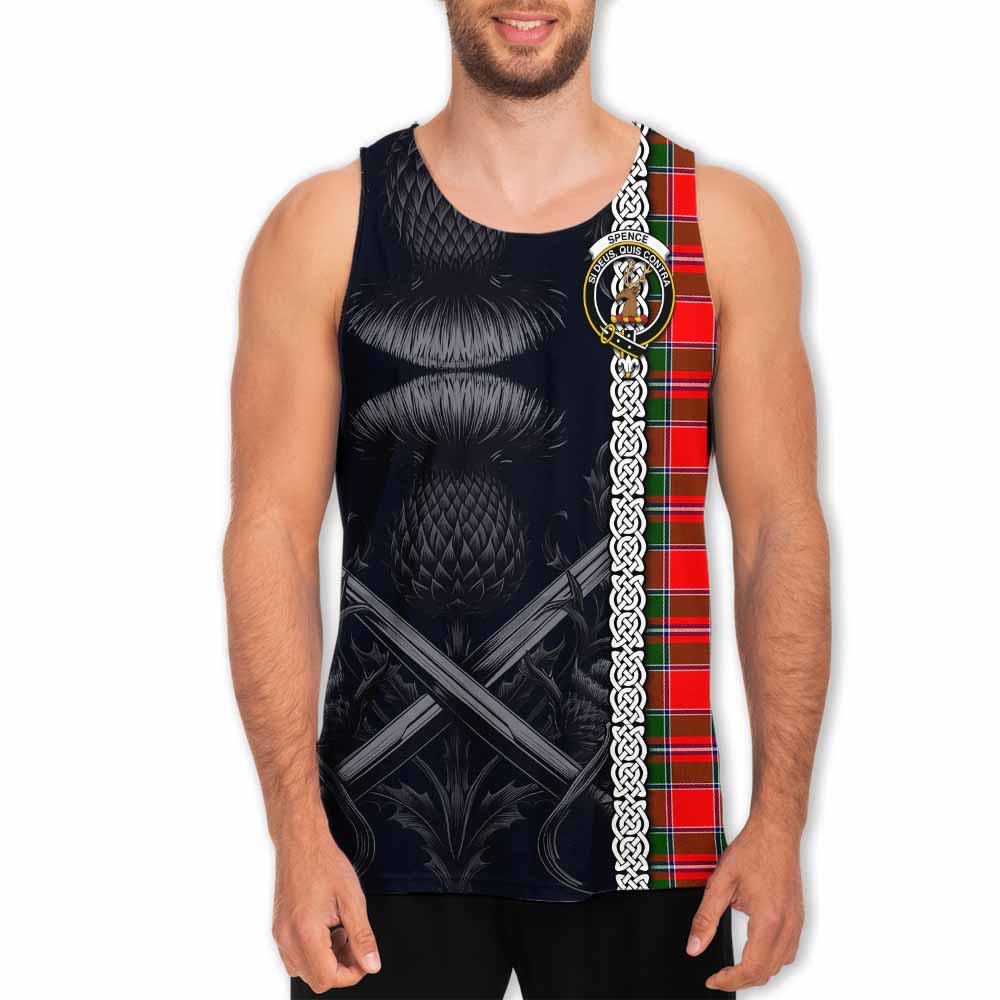 Spence (Spens) Tartan Men's Tank Top with Family Crest Cross Sword Thistle Celtic Vibes Men - Tartan Vibes Clothing