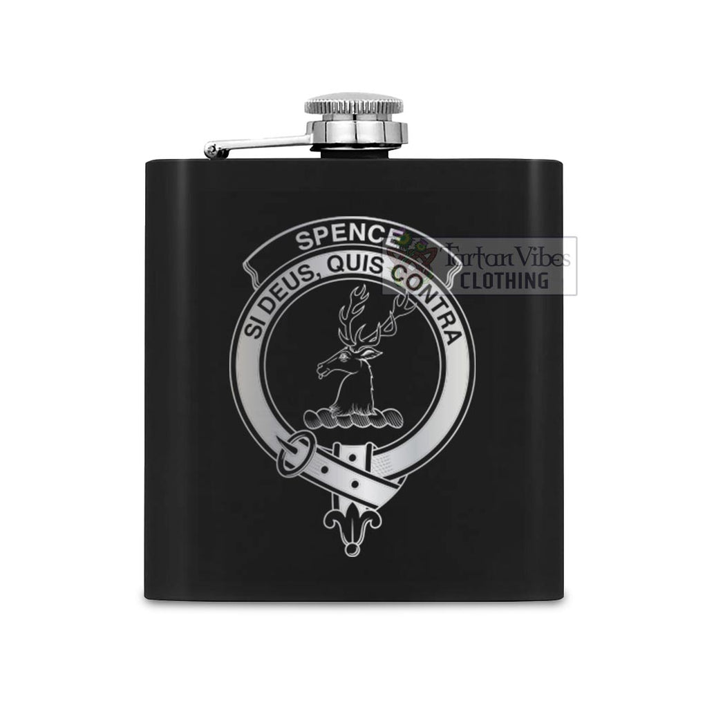 Spence (Spens) Crest Hip Flask Set 7oz Black Stainless Steel with A Gift Box One Size 7oz - 2D-tartanvibesclothing