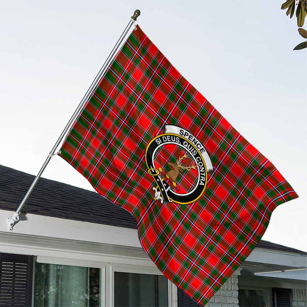 Tartan Vibes Clothing Spence (Spens) Tartan House Flag with Family Crest