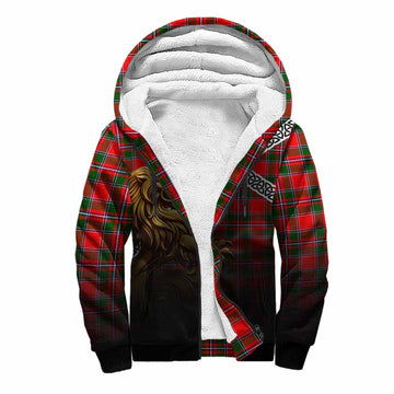 Tartan Vibes Clothing Spence (Spens) Crest Tartan Sherpa Hoodie with Golden Lion Emblem Celtic Style