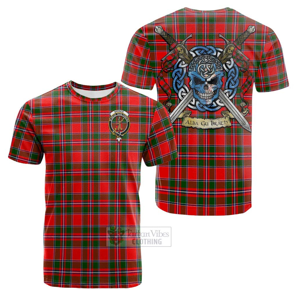 Spence (Spens) Tartan Cotton T-shirt with Family Crest Celtic Skull Style Kid's Shirt - Tartan Vibes Clothing