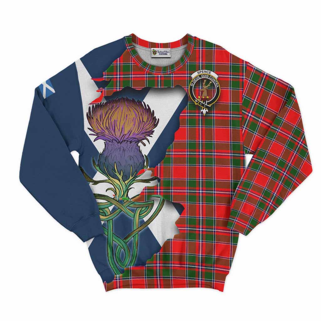 Tartan Vibes Clothing Spence (Spens) Tartan Family Crest Sweatshirt Scottish Thistle Celtic Inspired
