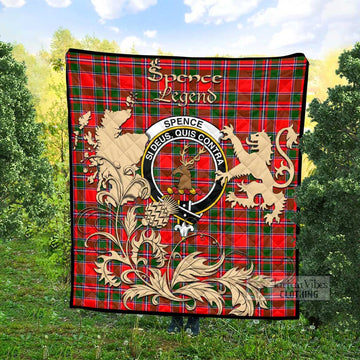 Tartan Vibes Clothing Spence (Spens) Tartan Quilt with Family Crest and Scottish Symbol Style