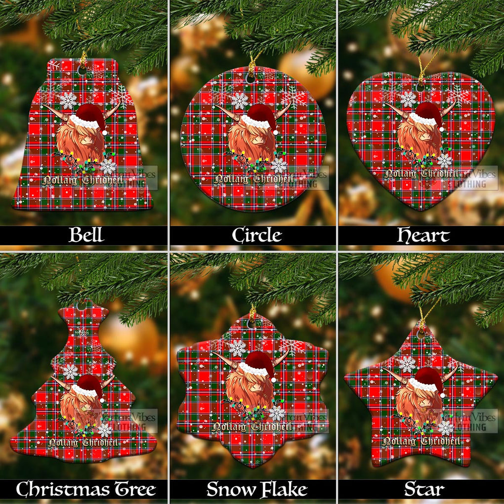 Spence (Spens) Tartan Christmas Ceramic Ornaments with Twinkle Highland Cattle Ceramic - Tartan Vibes Clothing
