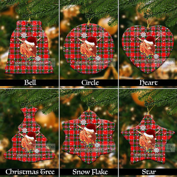 Spence (Spens) Tartan Christmas Ceramic Ornaments with Twinkle Highland Cattle Ceramic - Tartan Vibes Clothing