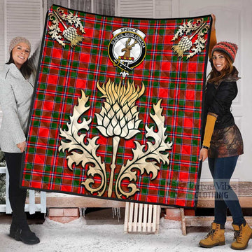 Tartan Vibes Clothing Spence (Spens) Tartan Quilt with Family Crest and Golden Thistle Style