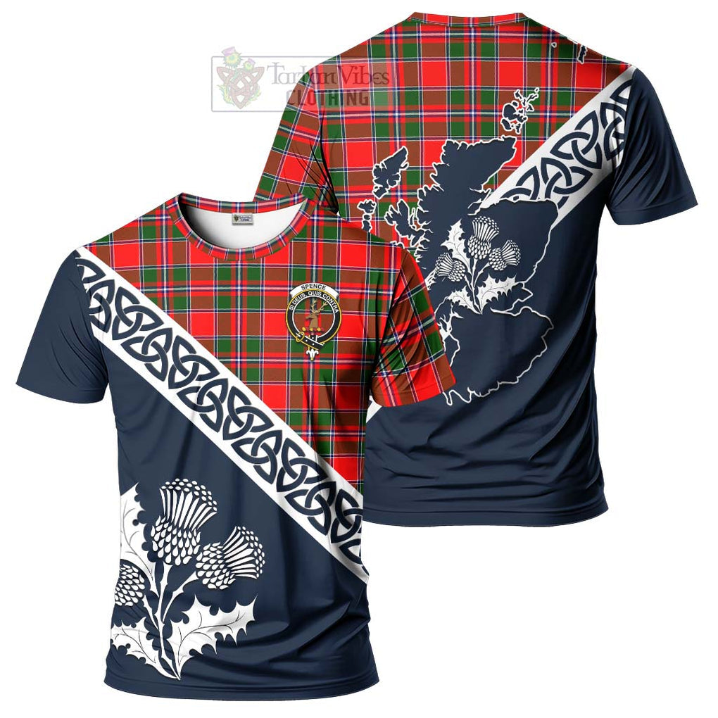 Spence (Spens) Tartan T-Shirt Featuring Thistle and Scotland Map Kid's Shirt - Tartanvibesclothing Store