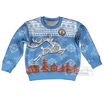 Spence (Spens) Clan Christmas Kid Ugly Sweater with Tartan and Celtic Reindeer Style Kid - Tartan Vibes Clothing