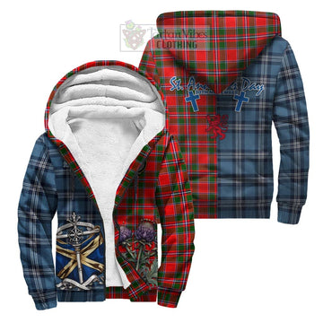 Spence (Spens) Tartan Sherpa Hoodie Happy St. Andrew's Day Half Tartan Style Unisex S - Tartan Vibes Clothing