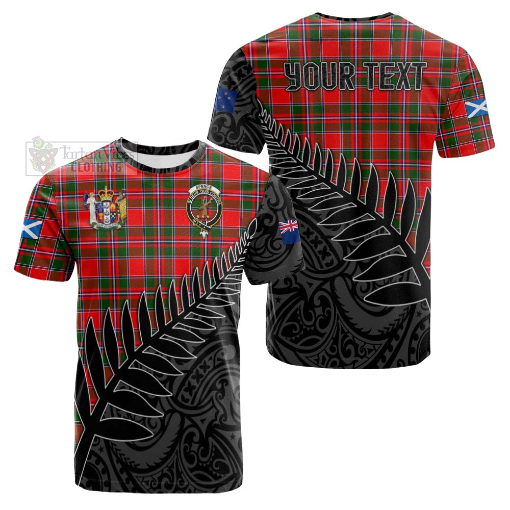 Tartan Vibes Clothing Spence (Spens) Crest Tartan Cotton T-shirt with New Zealand Silver Fern Half Style