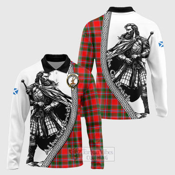 Spence (Spens) Tartan Clan Crest Long Sleeve Polo Shirt with Highlander Warrior Celtic Style Unisex - Tartan Vibes Clothing