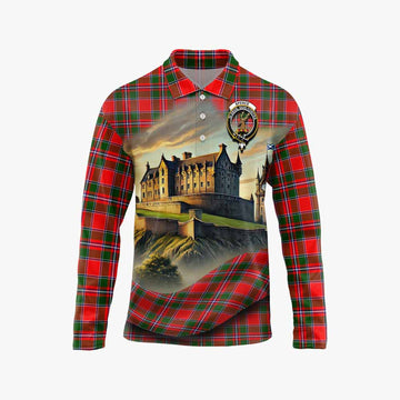 Spence (Spens) Tartan Family Crest Long Sleeve Polo Shirt with Scottish Ancient Castle Style Unisex - Tartan Vibes Clothing