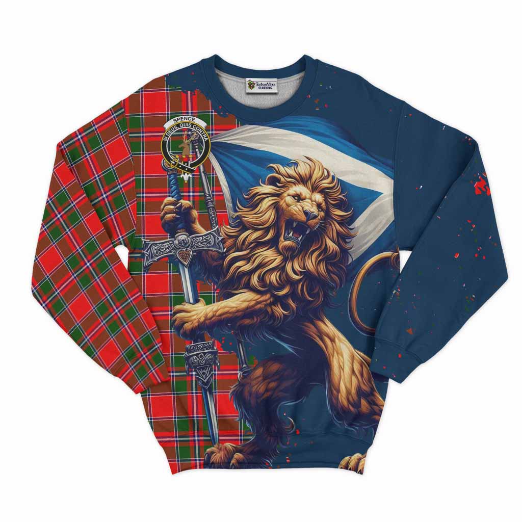Spence (Spens) Tartan Family Crest Sweatshirt with Scottish Majestic Lion Unisex - Tartan Vibes Clothing