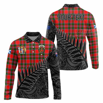 Tartan Vibes Clothing Spence (Spens) Crest Tartan Long Sleeve Polo Shirt with New Zealand Silver Fern Half Style