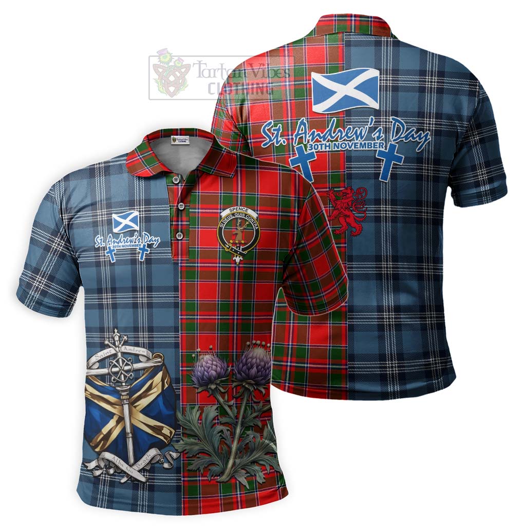 Spence (Spens) Tartan Polo Shirt Happy St. Andrew's Day Half Tartan Style Kid - Tartan Vibes Clothing
