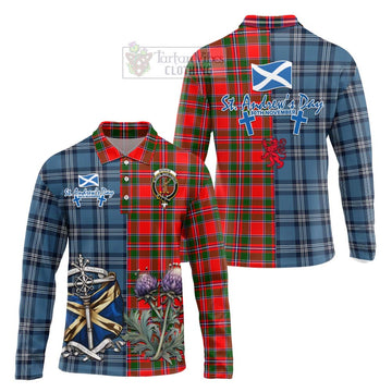 Spence (Spens) Tartan Long Sleeve Polo Shirt Happy St. Andrew's Day Half Tartan Style Unisex - Tartan Vibes Clothing