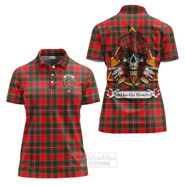Spence (Spens) Tartan Women's Polo Shirt with Family Crest and Bearded Skull Holding Bottles of Whiskey Women - Tartan Vibes Clothing