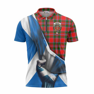 Spence (Spens) Tartan Zipper Polo Shirt with Family Crest Scotland Patriotic Style Unisex - Tartan Vibes Clothing