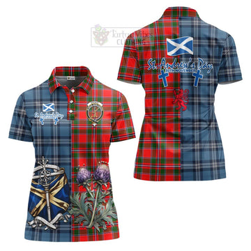 Spence (Spens) Tartan Women's Polo Shirt Happy St. Andrew's Day Half Tartan Style Women - Tartan Vibes Clothing