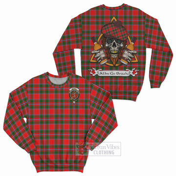 Spence (Spens) Tartan Sweatshirt with Family Crest and Bearded Skull Holding Bottles of Whiskey Unisex - Tartan Vibes Clothing