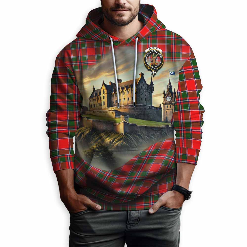 Spence (Spens) Tartan Family Crest Hoodie with Scottish Ancient Castle Style Pullover Hoodie - Tartan Vibes Clothing