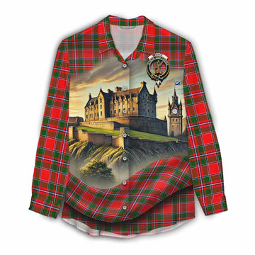 Spence (Spens) Tartan Family Crest Women's Casual Shirt with Scottish Ancient Castle Style Female - Tartan Vibes Clothing