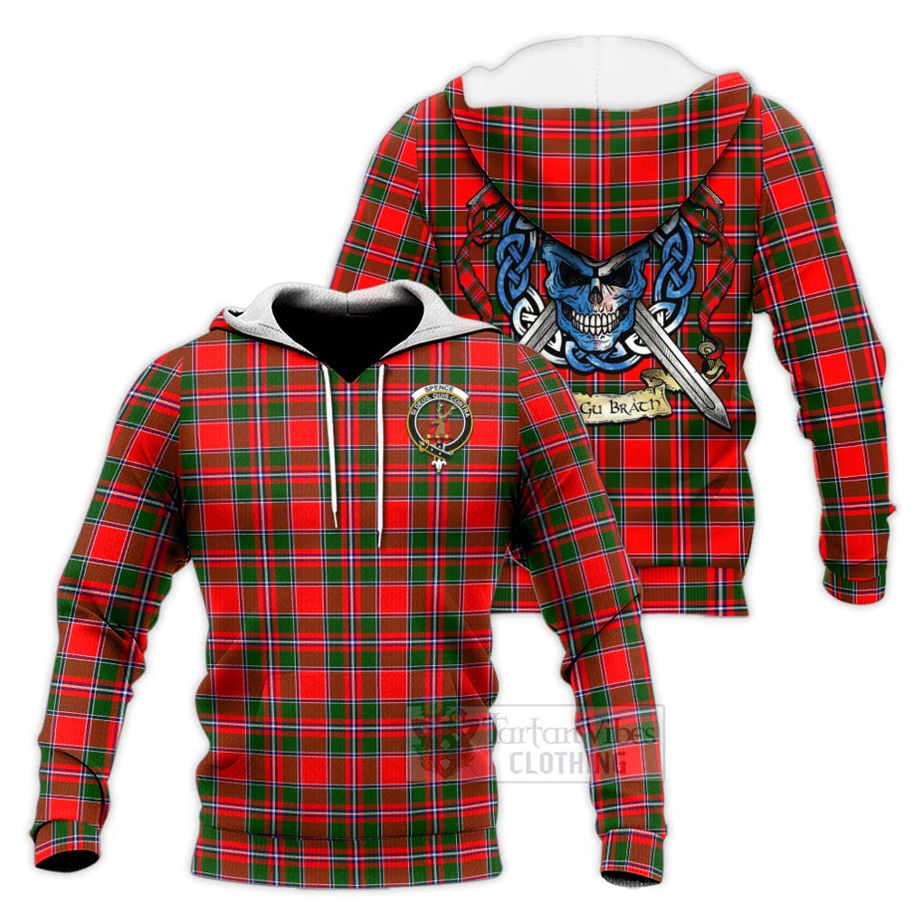 Spence (Spens) Tartan Knitted Hoodie with Family Crest Celtic Skull Style Unisex Knitted Pullover Hoodie - Tartan Vibes Clothing
