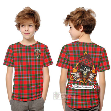 Spence (Spens) Tartan Kid T-Shirt with Family Crest and Bearded Skull Holding Bottles of Whiskey Youth XL Size14 - Tartan Vibes Clothing