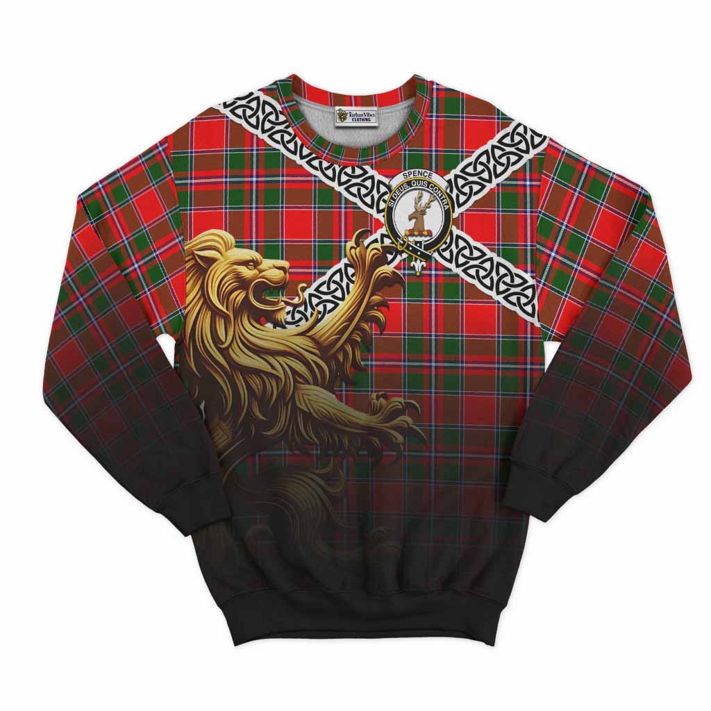 Spence (Spens) Crest Tartan Sweatshirt with Golden Lion Emblem Celtic Style Unisex - Tartan Vibes Clothing