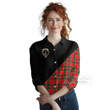 Spence (Spens) Tartan Women's Casual Shirt with Family Crest and Military Logo Style Female - Tartan Vibes Clothing