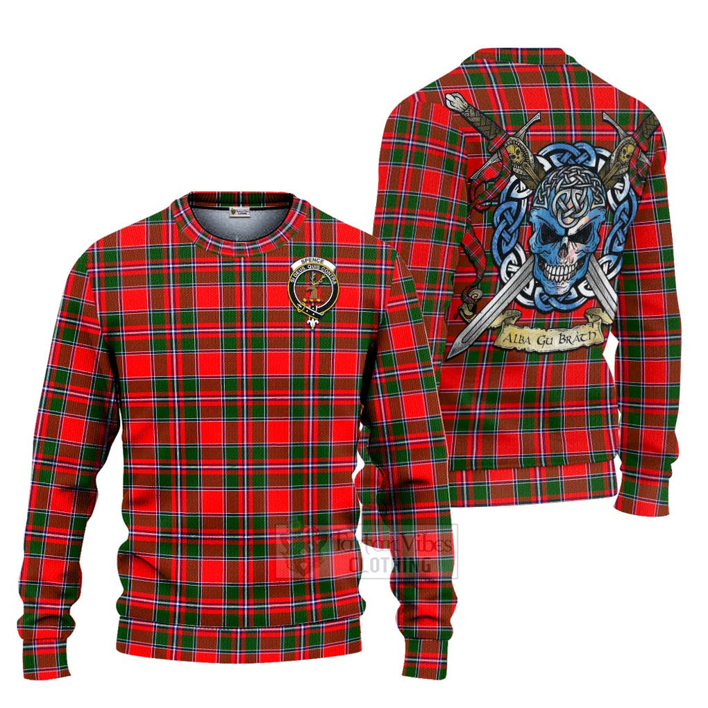 Spence (Spens) Tartan Ugly Sweater with Family Crest Celtic Skull Style Unisex - Tartan Vibes Clothing
