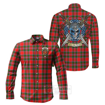Spence (Spens) Tartan Long Sleeve Button Shirt with Family Crest Celtic Skull Style Men's Shirt S - Tartan Vibes Clothing