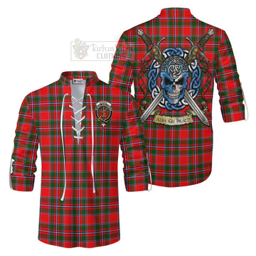 Spence (Spens) Tartan Ghillie Kilt Shirt with Family Crest Celtic Skull Style Men - Tartan Vibes Clothing