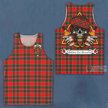 Spence (Spens) Tartan Men's Tank Top with Family Crest and Bearded Skull Holding Bottles of Whiskey Men - Tartan Vibes Clothing