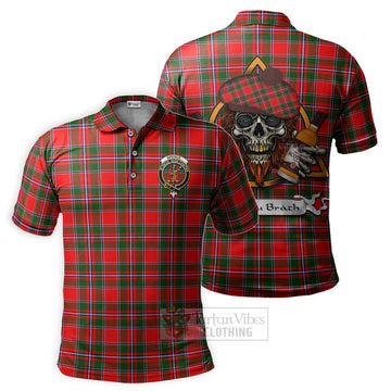 Spence (Spens) Tartan Polo Shirt with Family Crest and Bearded Skull Holding Bottles of Whiskey Kid - Tartan Vibes Clothing
